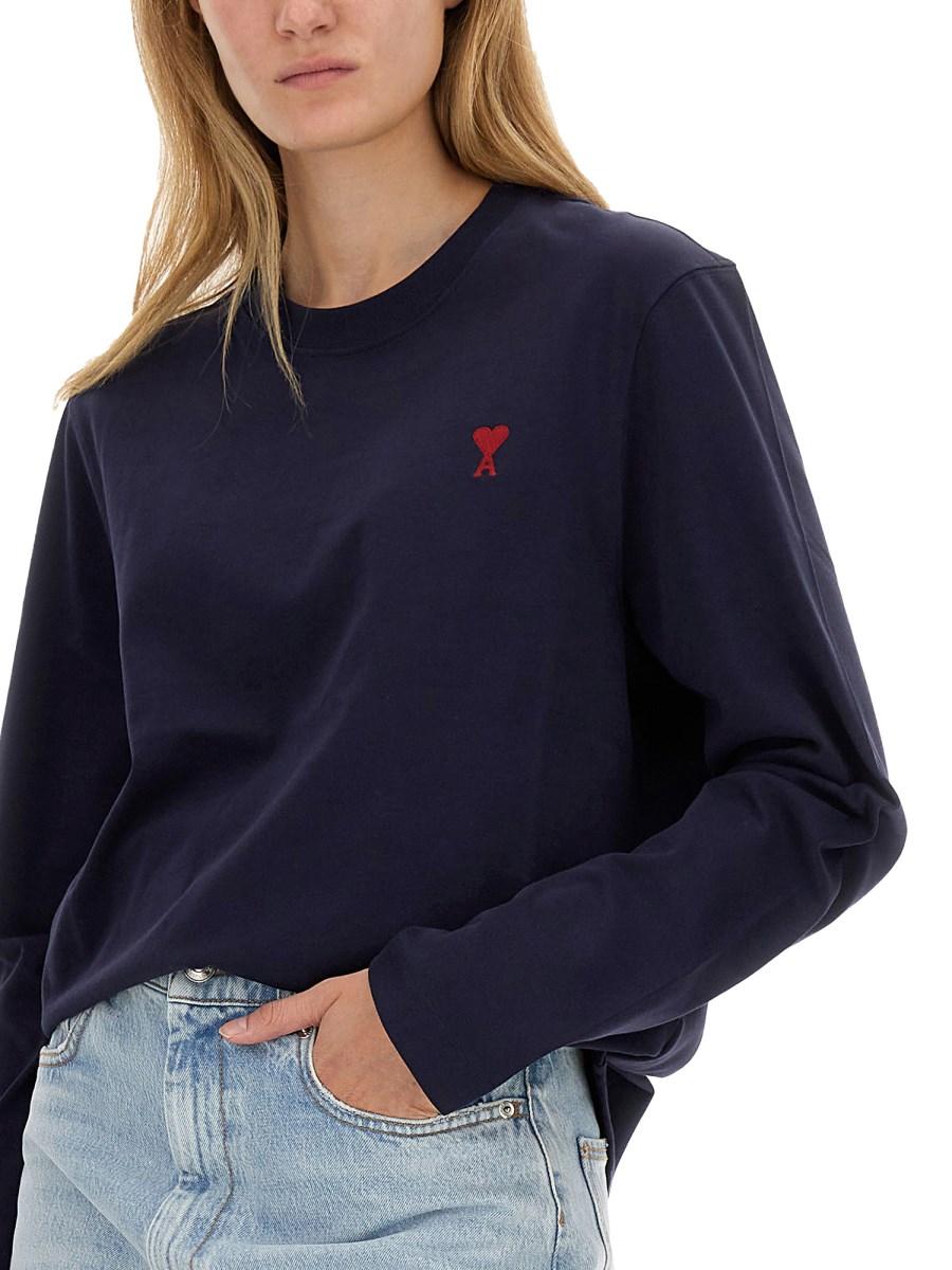 AMI PARIS T-SHIRT CON LOGO IN JERSEY DI COTONE
