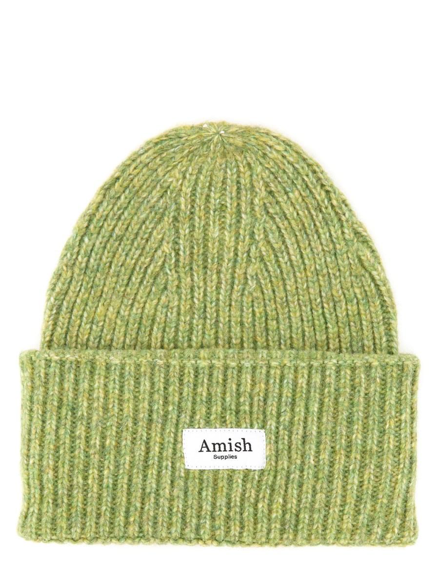 AMISH CAPPELLO BEANIE IN MISTO LANA CON LOGO