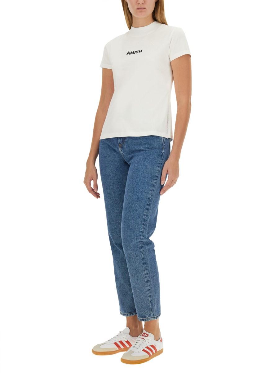 AMISH T-SHIRT IN JERSEY DI COTONE CON LOGO