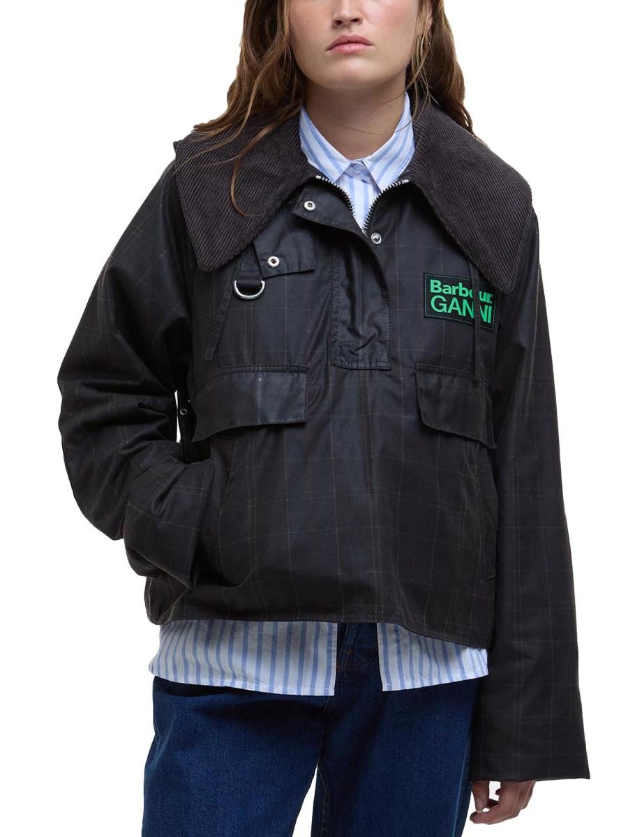 BARBOUR X GANNI ANORAK SMOCK BARBOUR X GANNI IN COTONE CERATO
