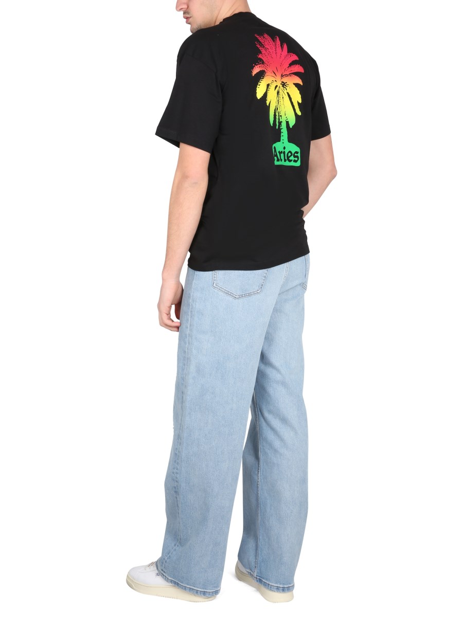 ARIES T-SHIRT IN JERSEY DI COTONE CON STAMPA LOGO