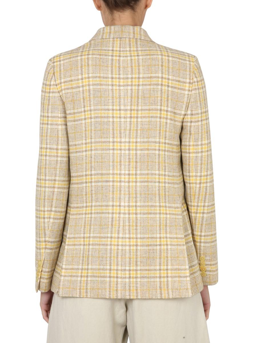 ASPESI BLAZER MONOPETTO CON MOTIVO CHECK