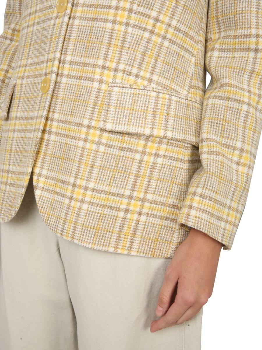 ASPESI BLAZER MONOPETTO CON MOTIVO CHECK