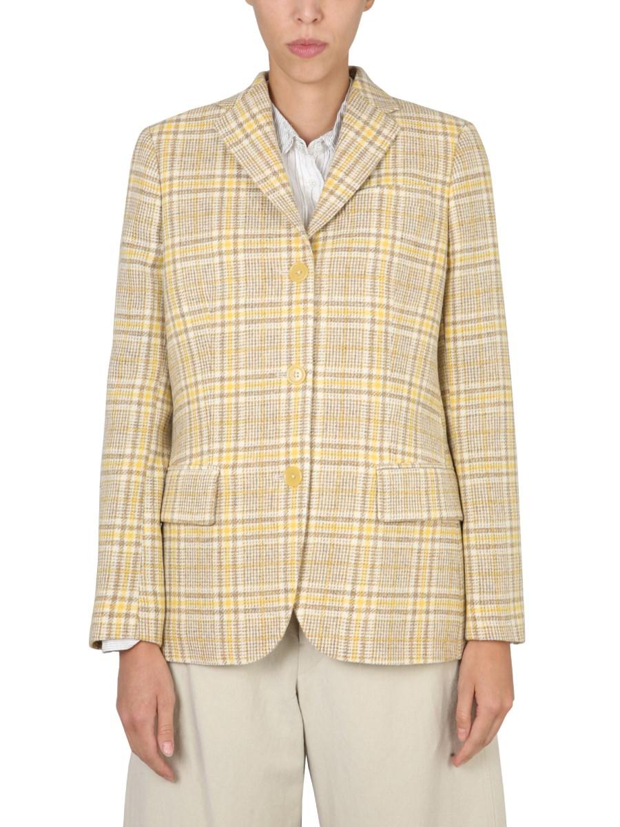 ASPESI BLAZER MONOPETTO CON MOTIVO CHECK