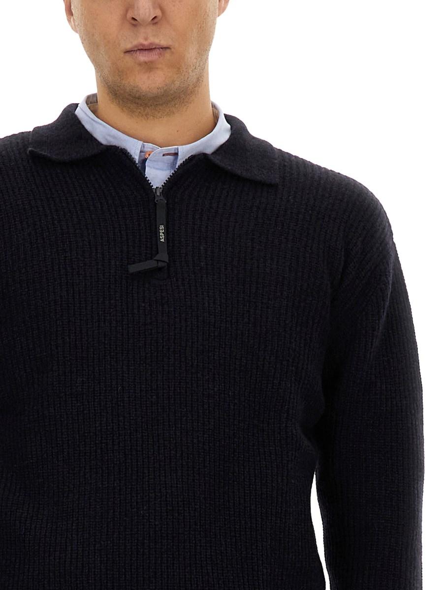 ASPESI MAGLIA IN LANA CON MEZZA ZIP