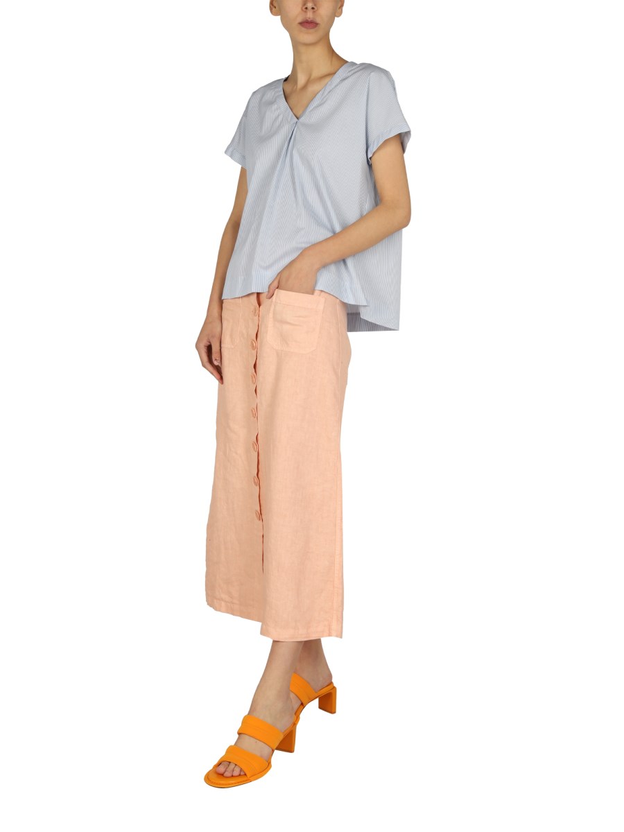 ASPESI TOP IN COTONE CON SCOLLO A V