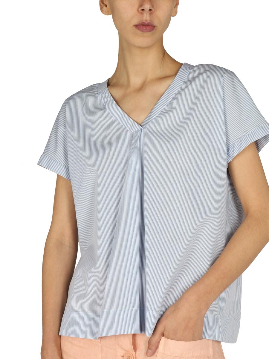 ASPESI TOP IN COTONE CON SCOLLO A V