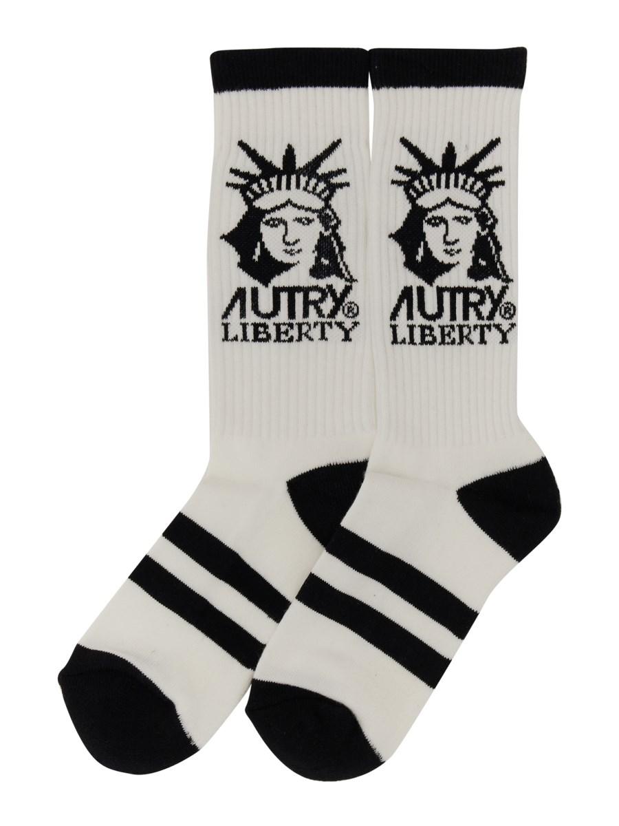 AUTRY CALZINO IN COTONE CON LOGO JAQUARD