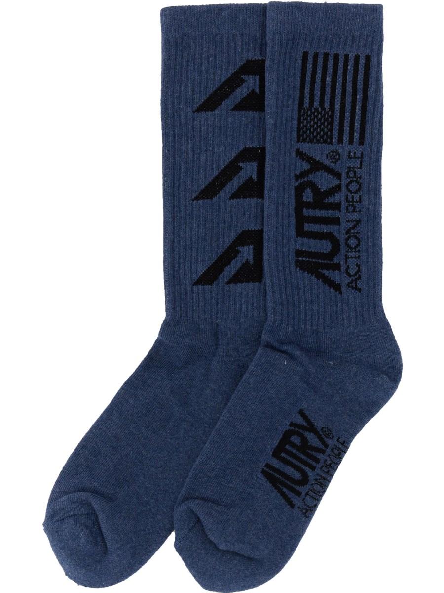AUTRY CALZINO IN COTONE CON LOGO JAQUARD