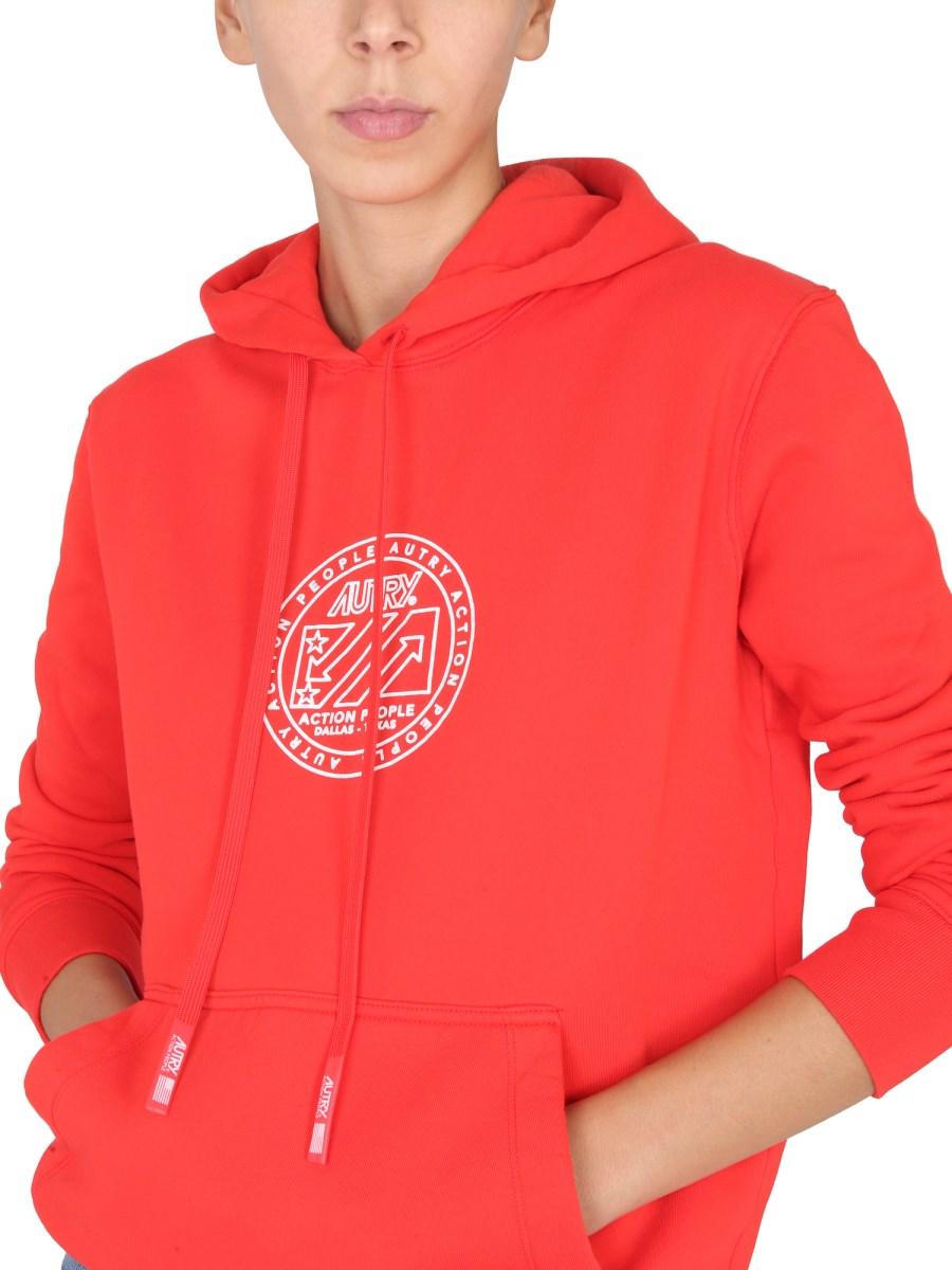 AUTRY FELPA CON CAPPUCCIO IN COTONE CON LOGO