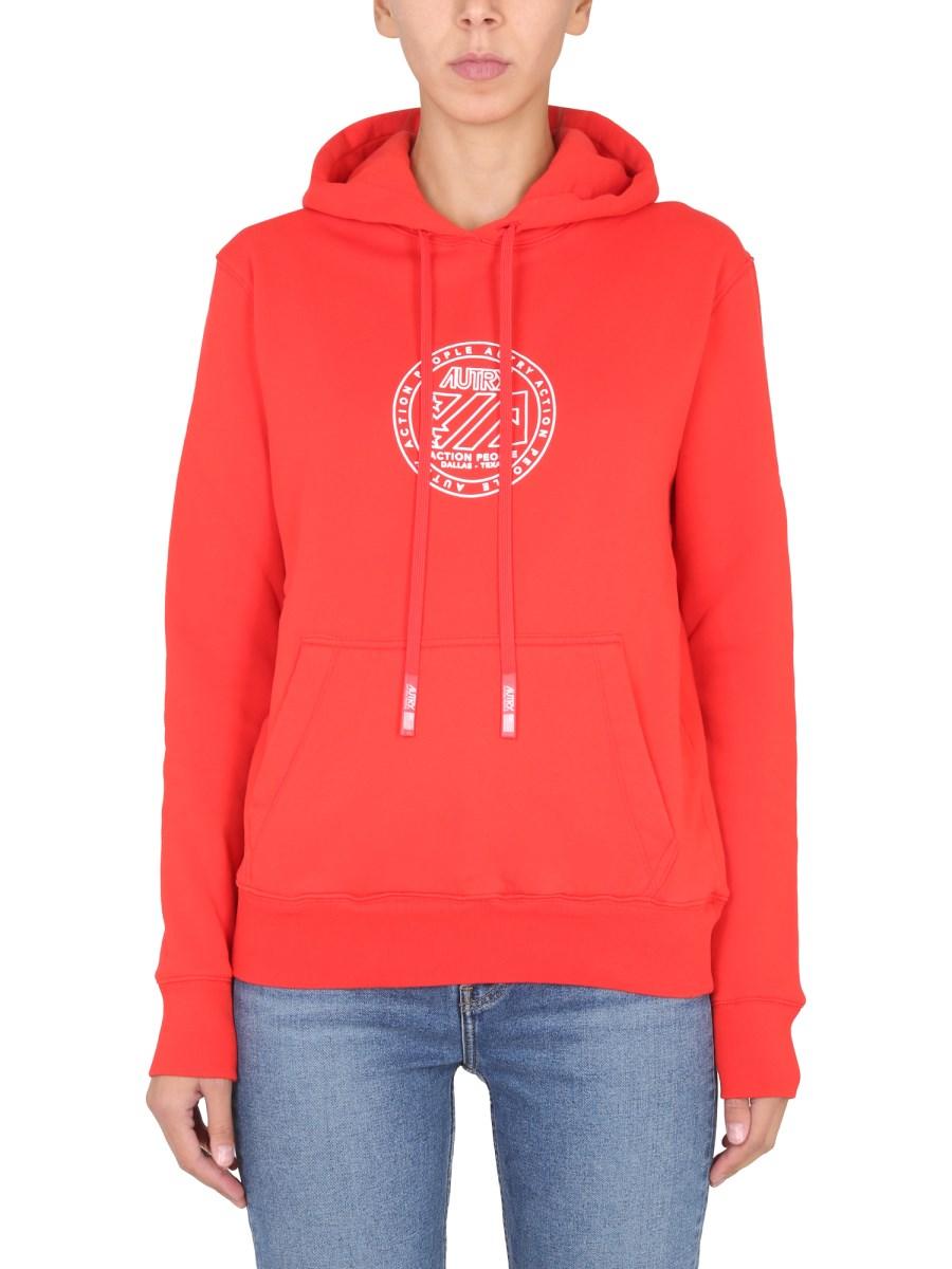 AUTRY FELPA CON CAPPUCCIO IN COTONE CON LOGO