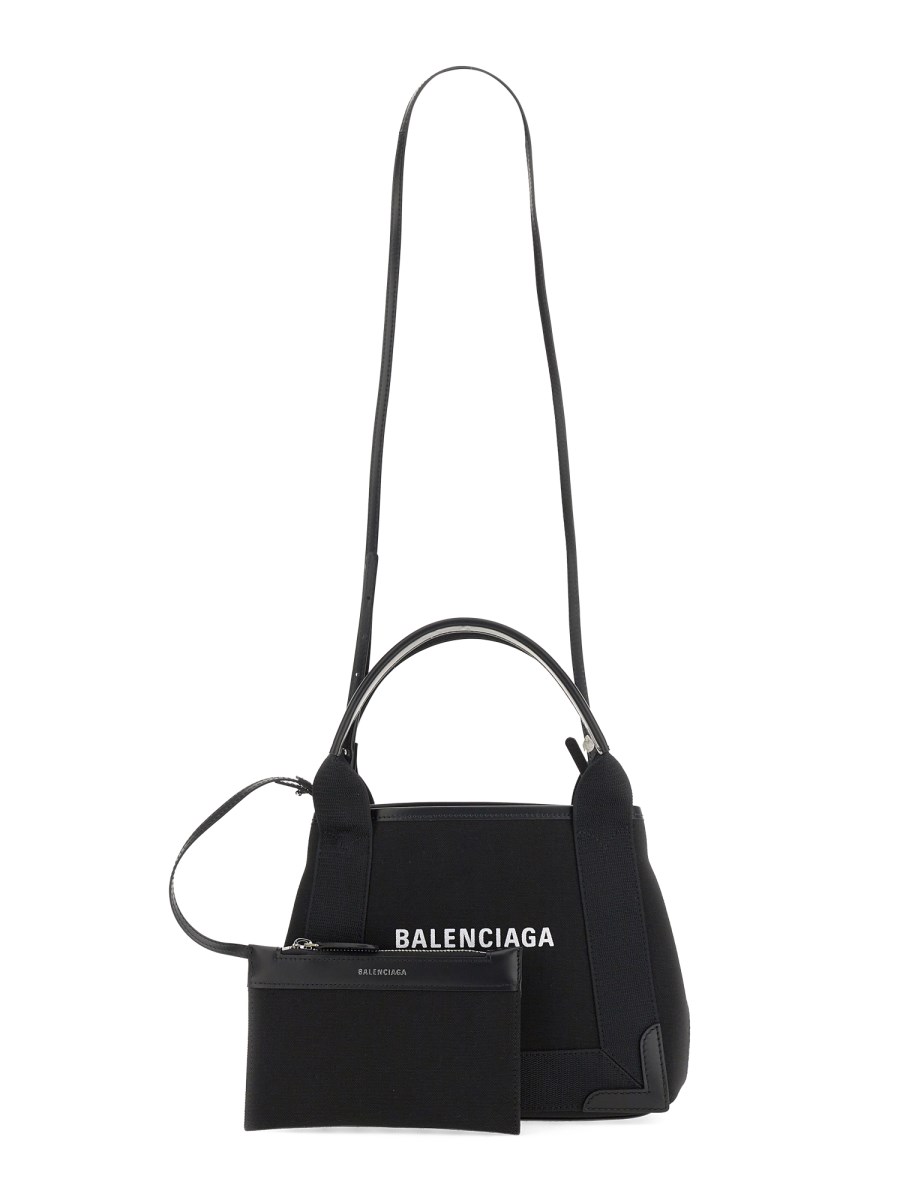 BALENCIAGA BORSA CABAS NAVY XS IN COTONE E PELLE