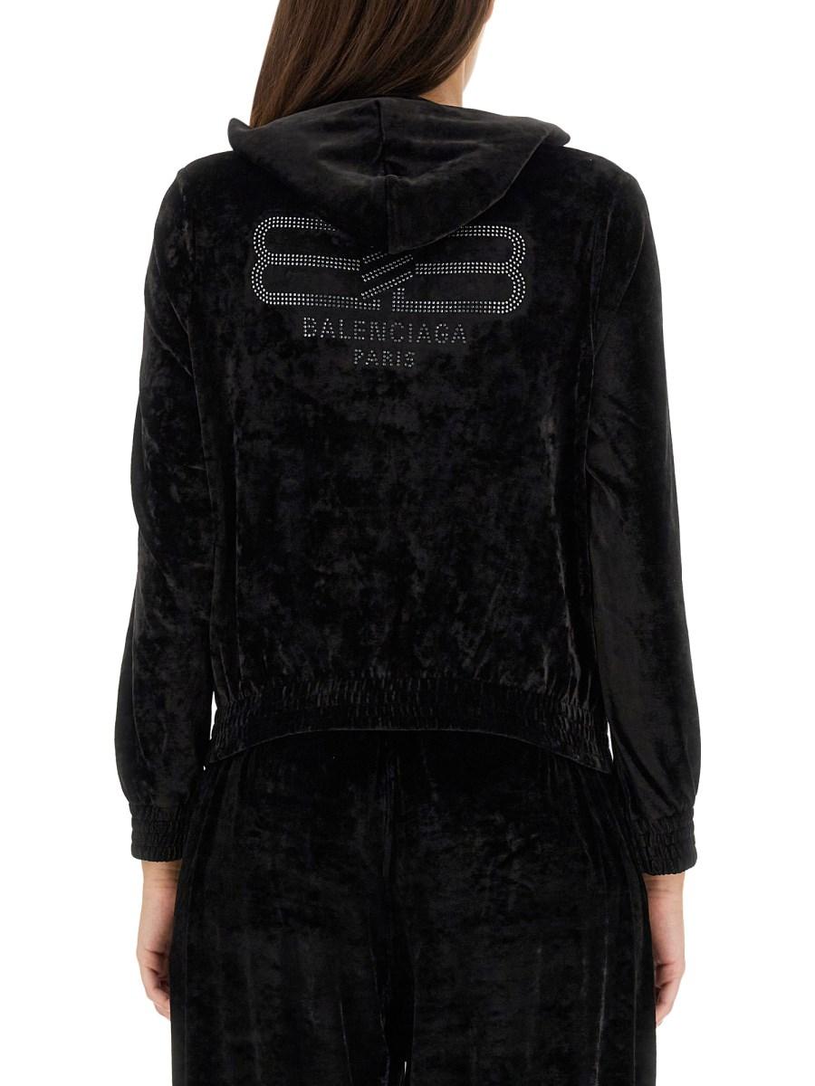 BALENCIAGA FELPA CON ZIP BB PARIS IN CINIGLIA