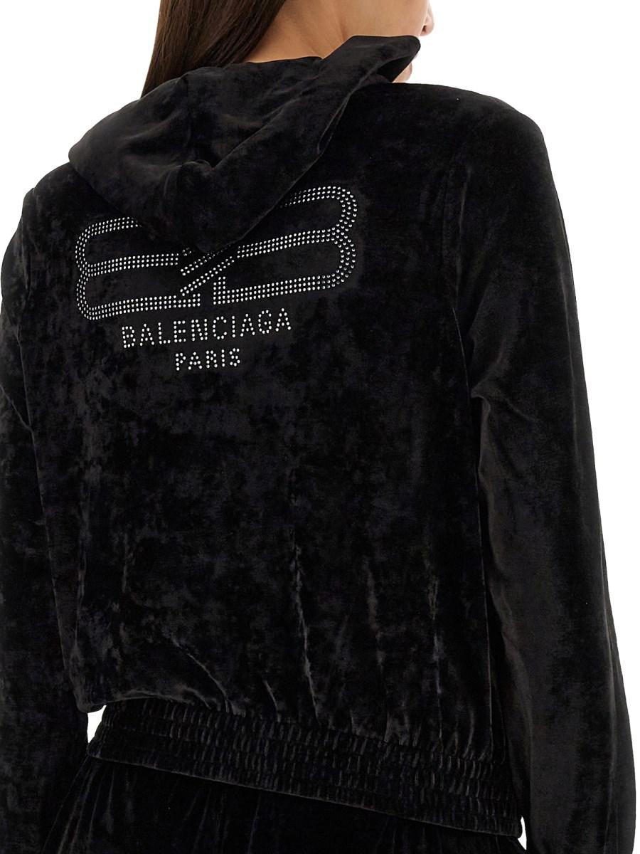BALENCIAGA FELPA CON ZIP BB PARIS IN CINIGLIA