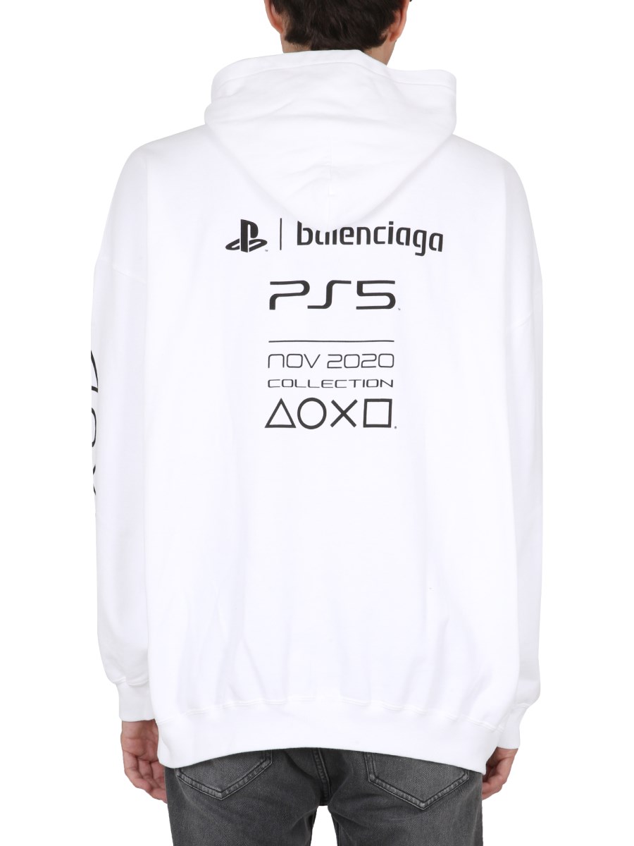 BALENCIAGA FELPA OVERSIZE IN COTONE CON LOGO "PS5"