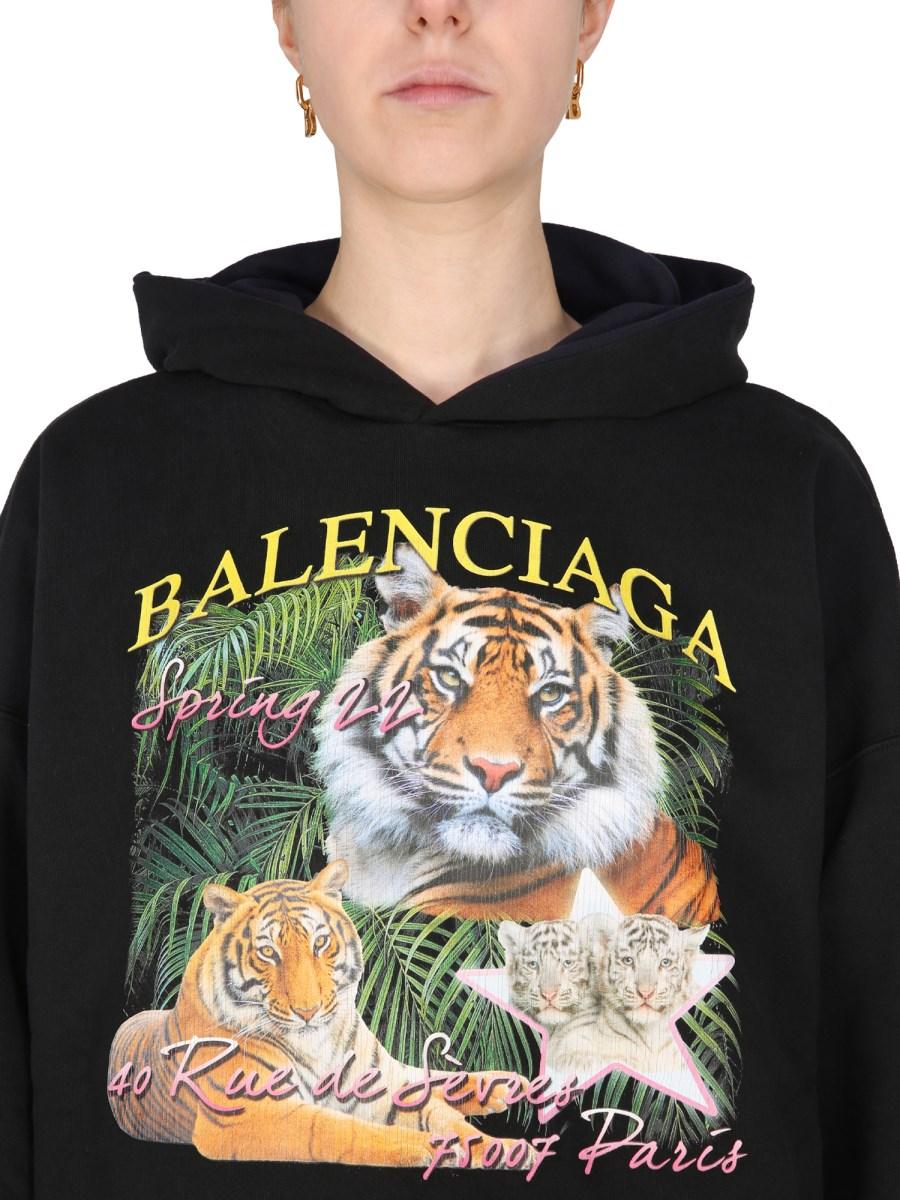BALENCIAGA FELPA REVERSIBILE IN COTONE CON STAMPA