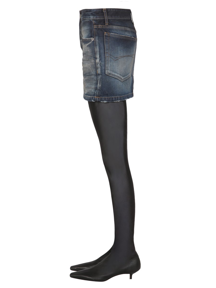 BALENCIAGA MINI GONNA A VITA BASSA IN DENIM