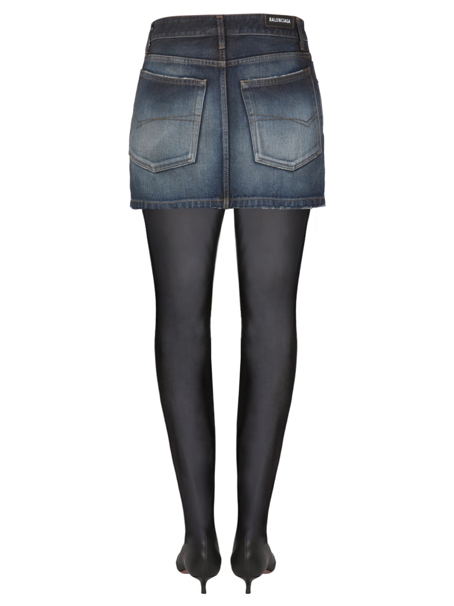BALENCIAGA MINI GONNA A VITA BASSA IN DENIM