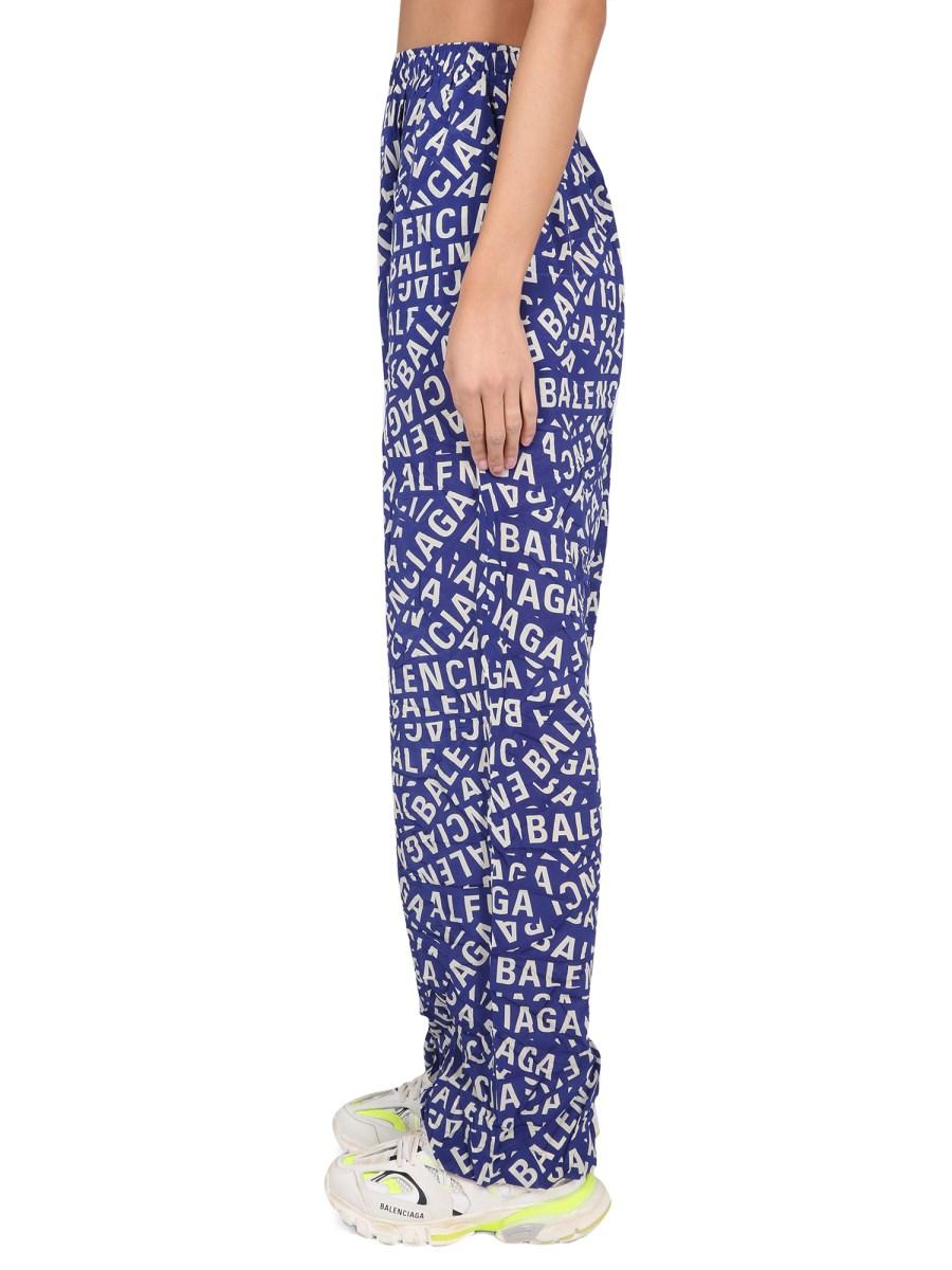 BALENCIAGA PANTALONE CON LOGO IN TESSUTO STRETCH