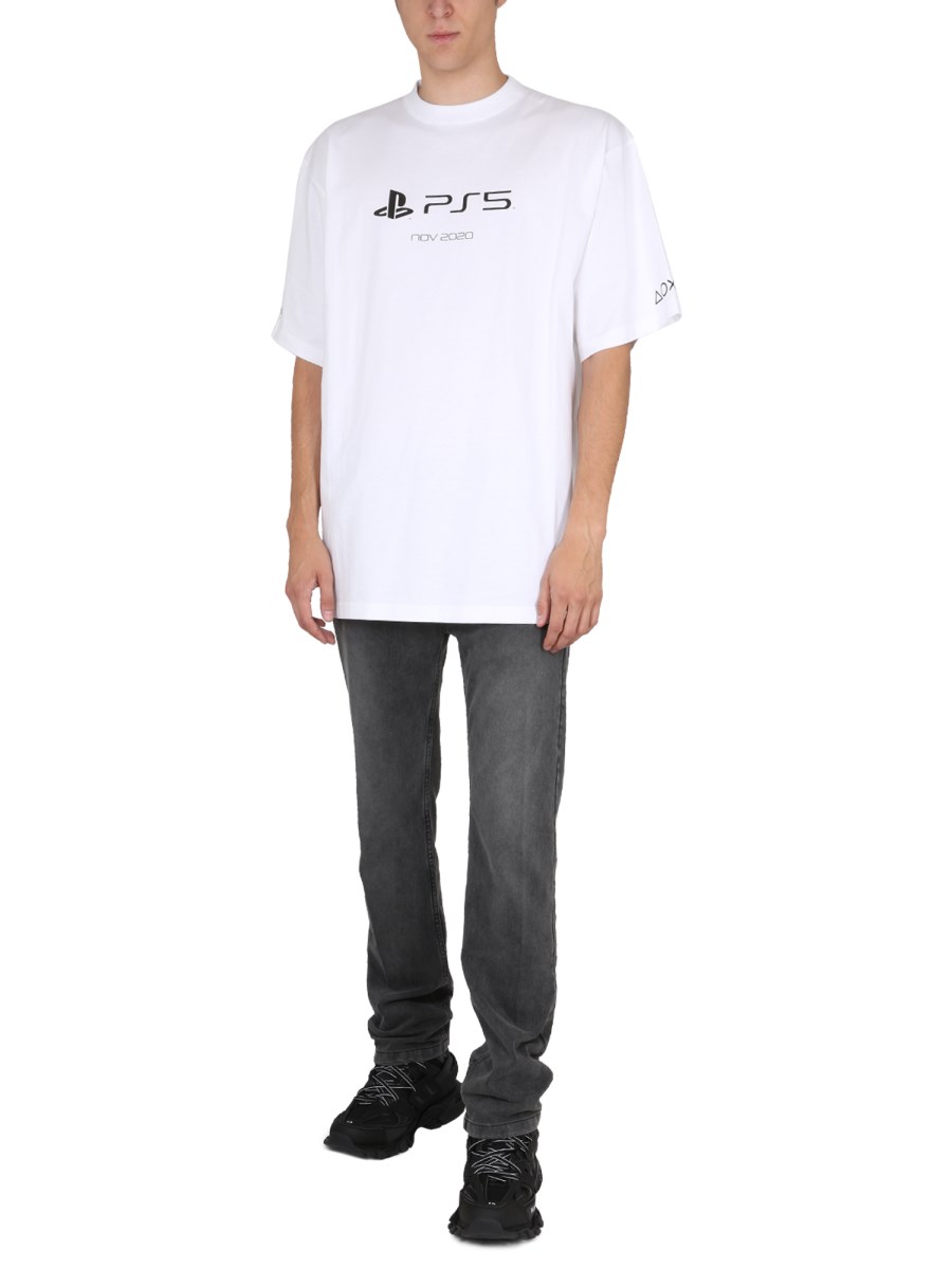 BALENCIAGA T-SHIRT IN COTONE CON STAMPA LOGO