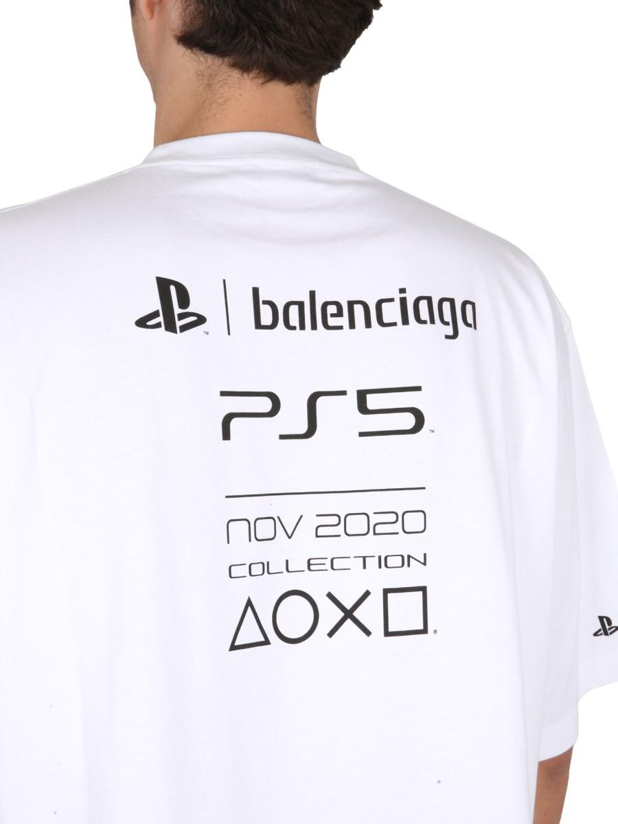 BALENCIAGA T-SHIRT IN COTONE CON STAMPA LOGO