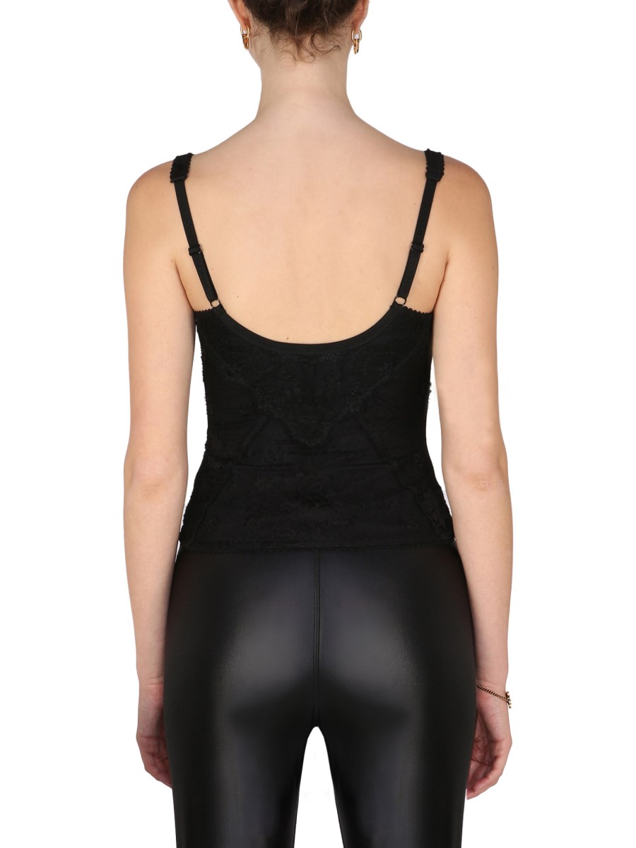 BALENCIAGA TOP LINGERIE IN PIZZO ELASTICIZZATO