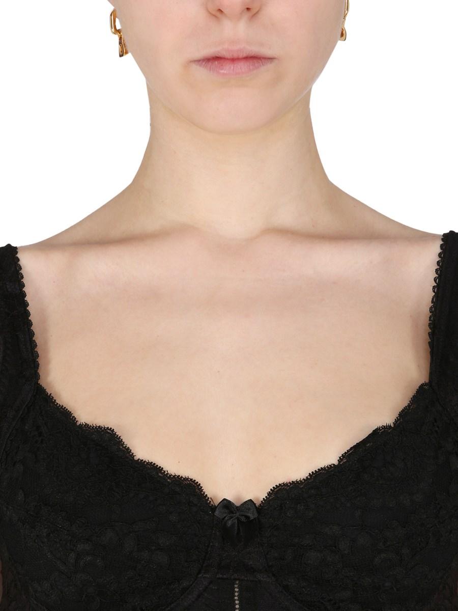 BALENCIAGA TOP LINGERIE IN PIZZO ELASTICIZZATO
