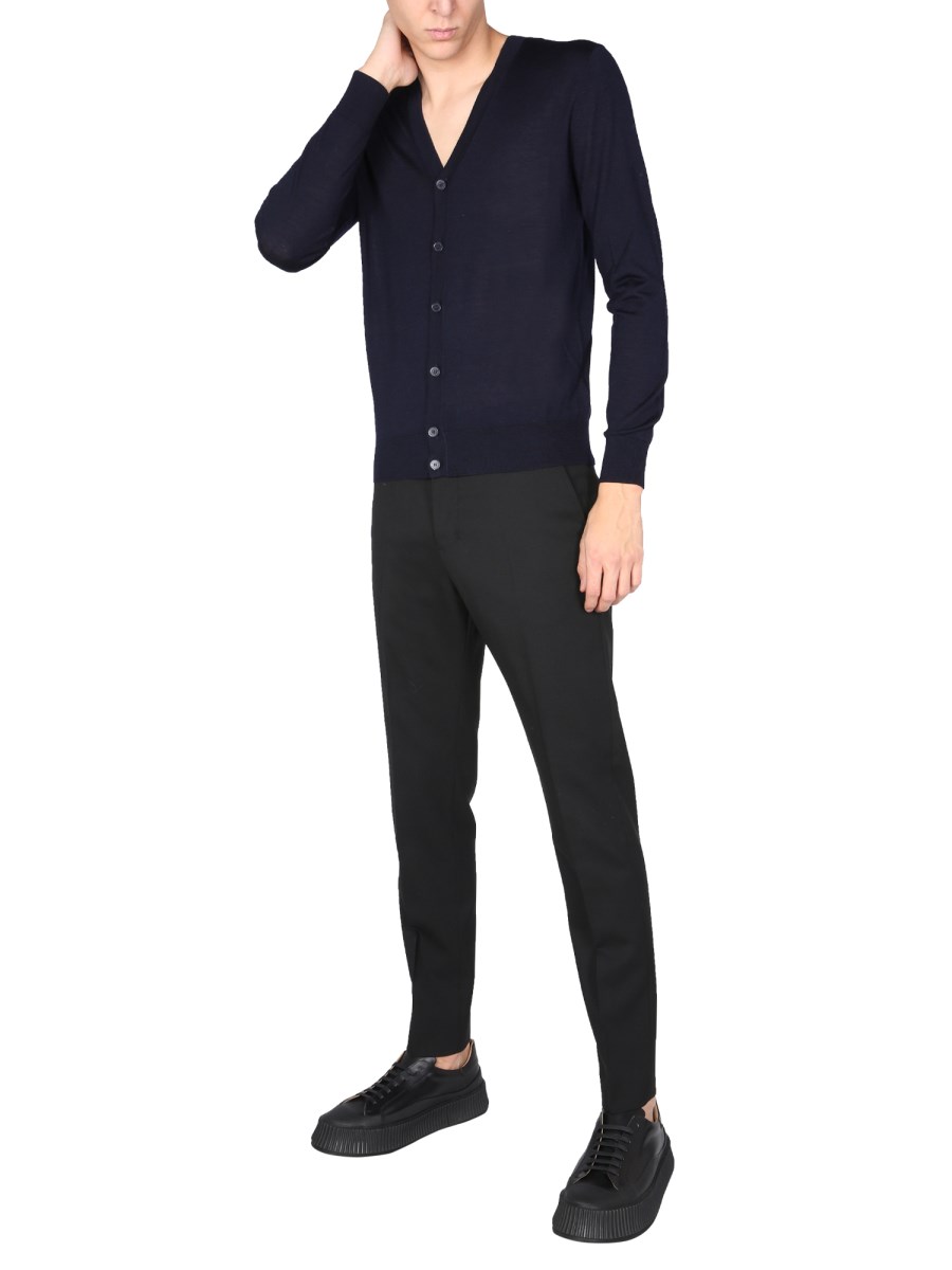 BALLANTYNE CARDIGAN CON SCOLLO A V IN LANA BASOLAN