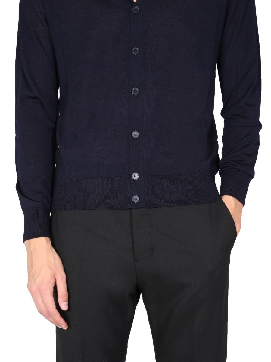 BALLANTYNE CARDIGAN CON SCOLLO A V IN LANA BASOLAN