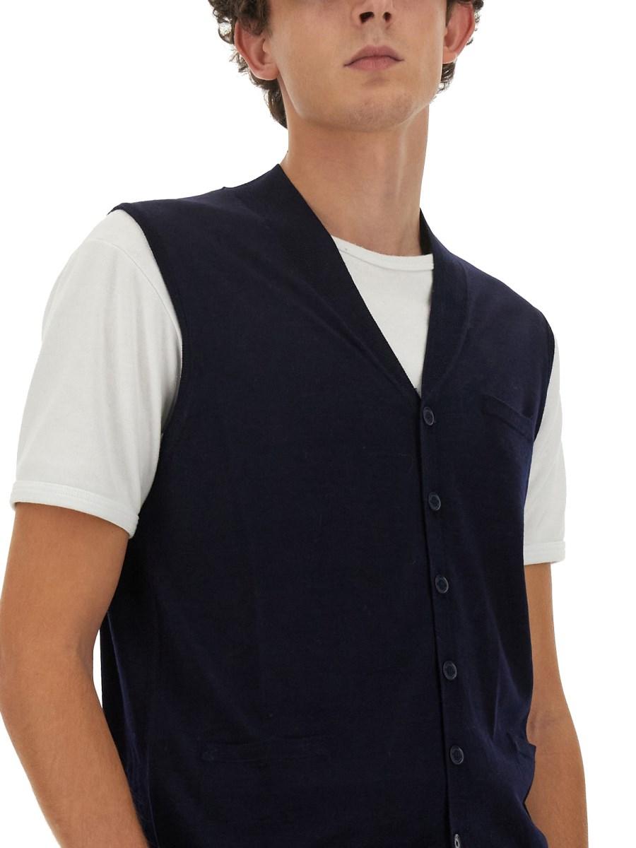 BALLANTYNE GILET IN LANA CON SCOLLO A V