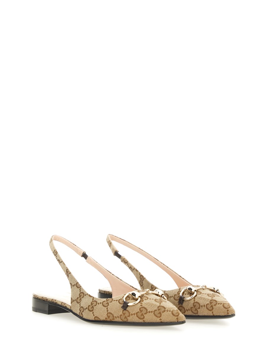 GUCCI BALLERINA SLINGBACK CON MORSETTO IN TESSUTO GG
