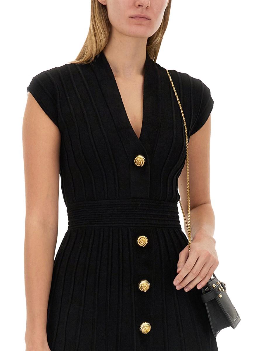 BALMAIN ABITO IN VELLUTO CON BOTTONI