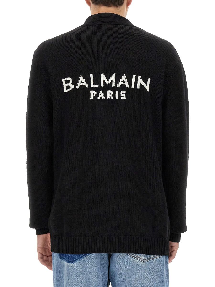 BALMAIN CARDIGAN CON INTARSIO LOGO