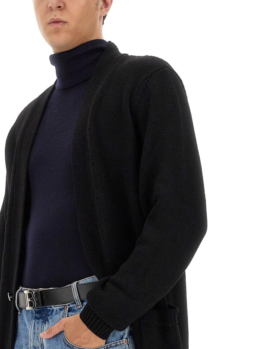 BALMAIN CARDIGAN CON INTARSIO LOGO
