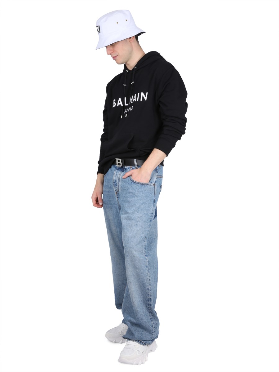 BALMAIN FELPA CON CAPPUCCIO E STAMPA LOGO