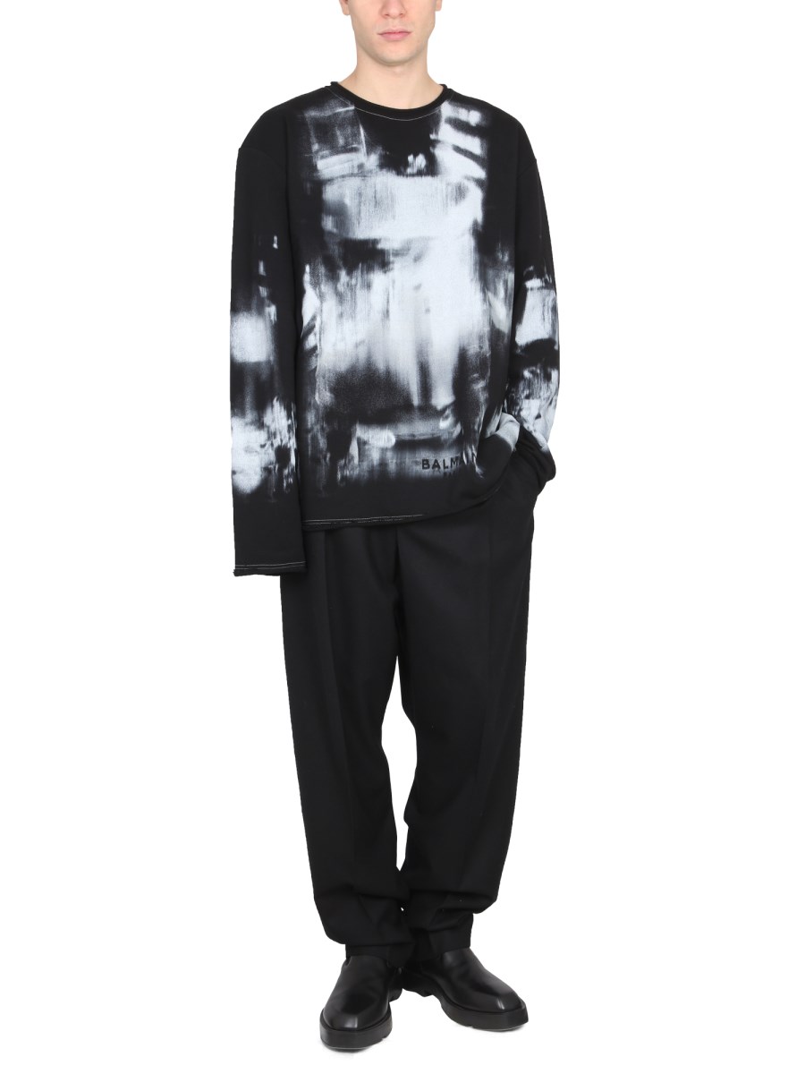 BALMAIN FELPA IN COTONE CON MOTIVO TIE DYE