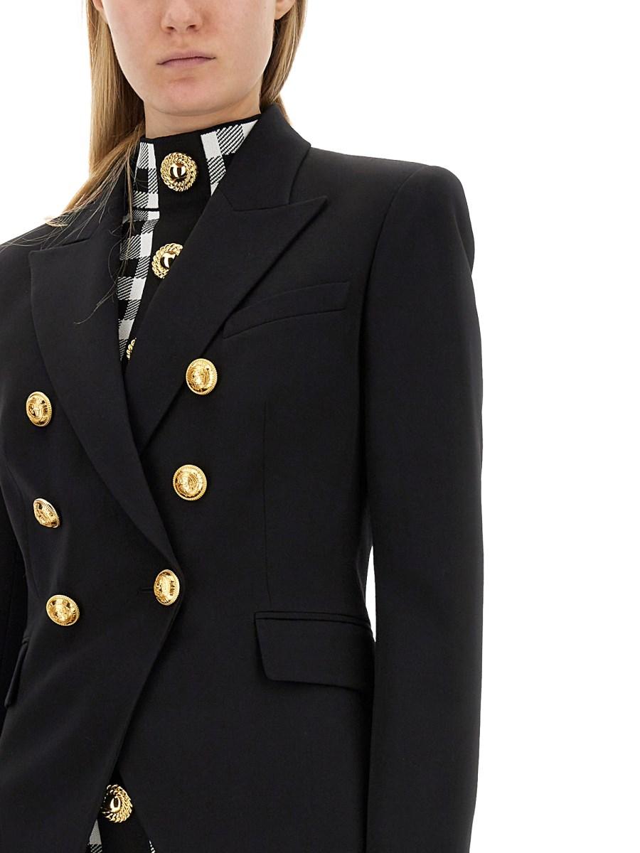 BALMAIN GIACCA CLASSICA A SEI BOTTONI IN LANA