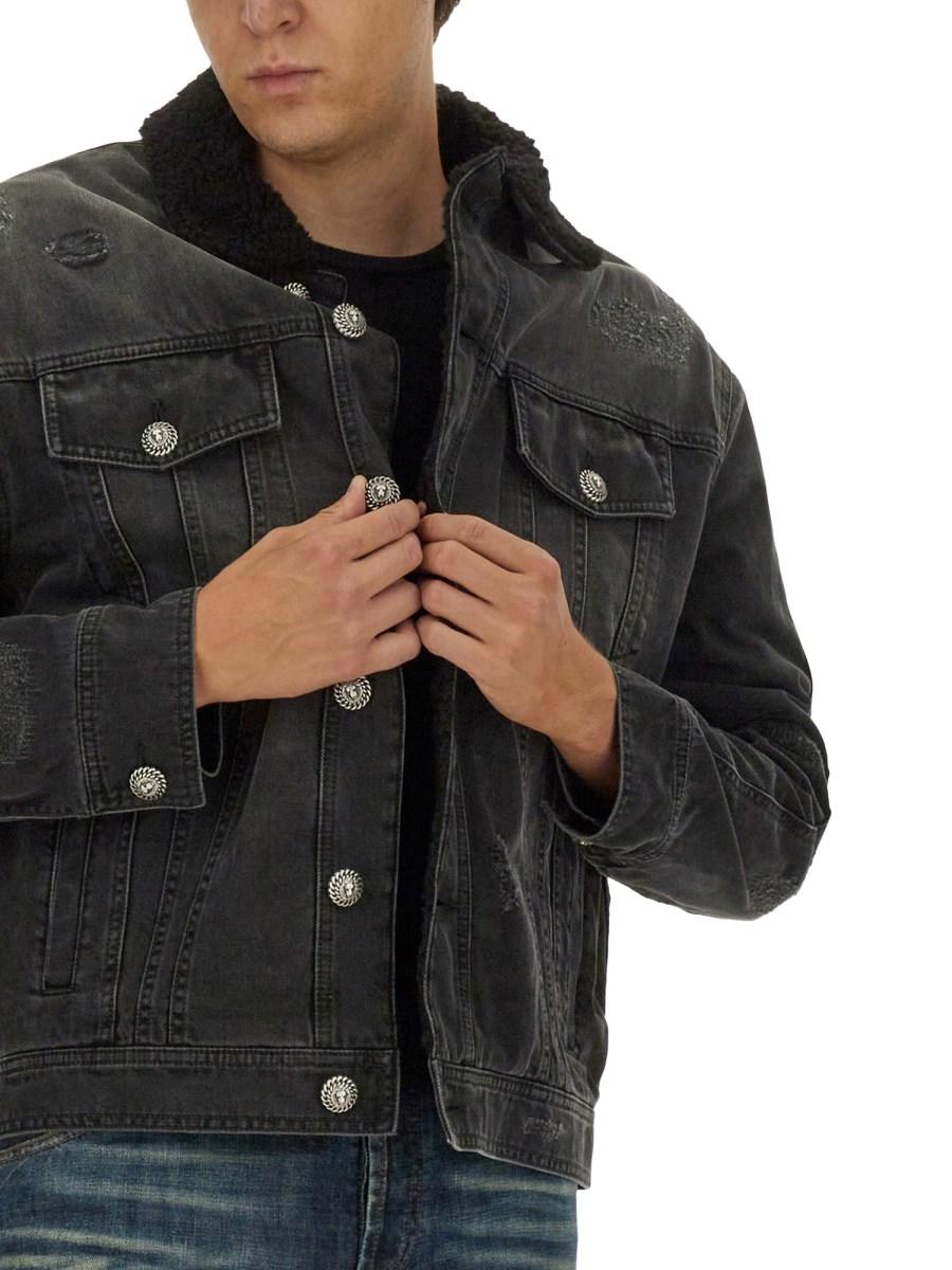 BALMAIN GIACCA DESTROYED IN DENIM DI COTONE