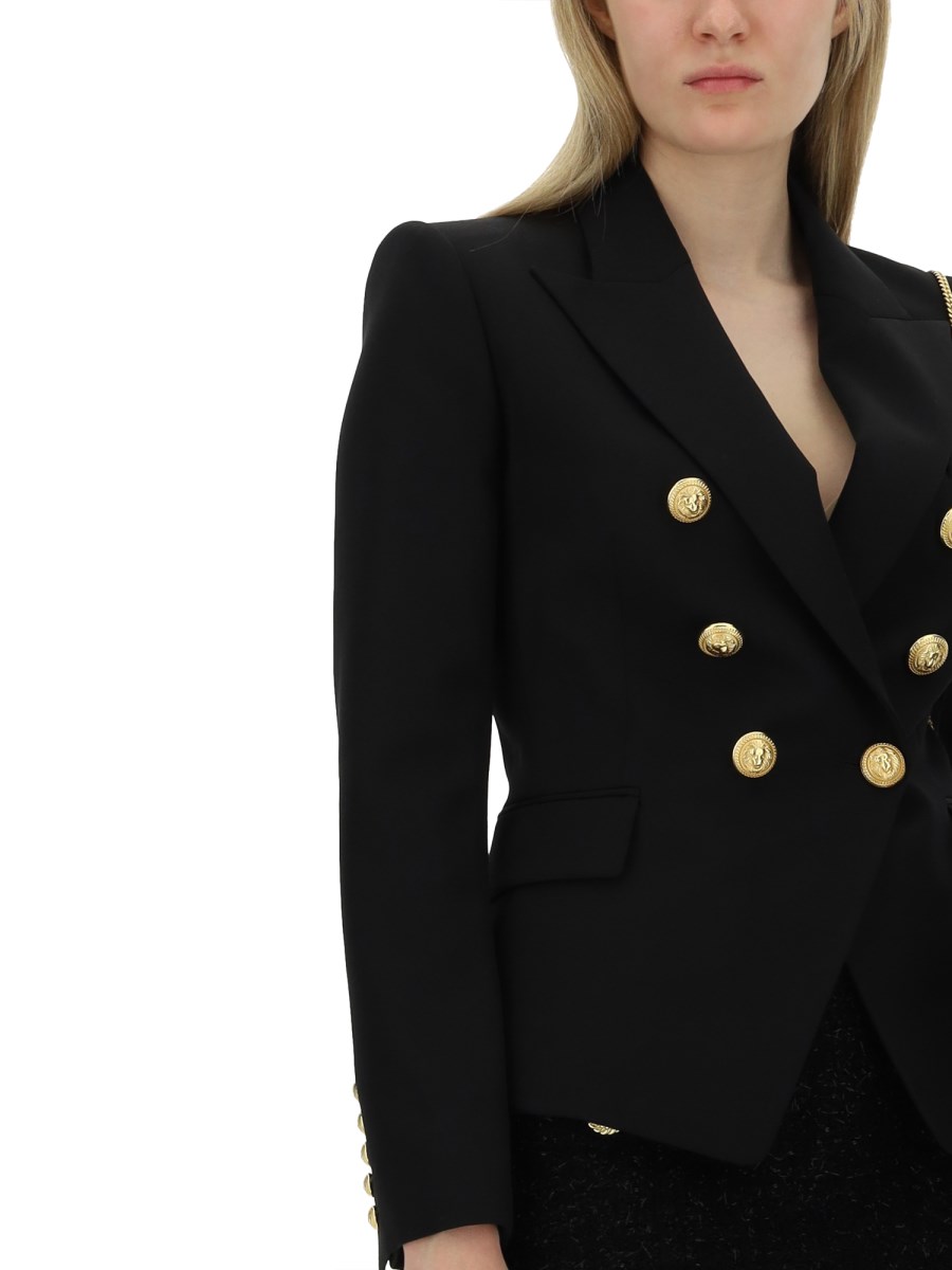 BALMAIN GIACCA IN LANA CON DOPPIA ABBOTTONATURA