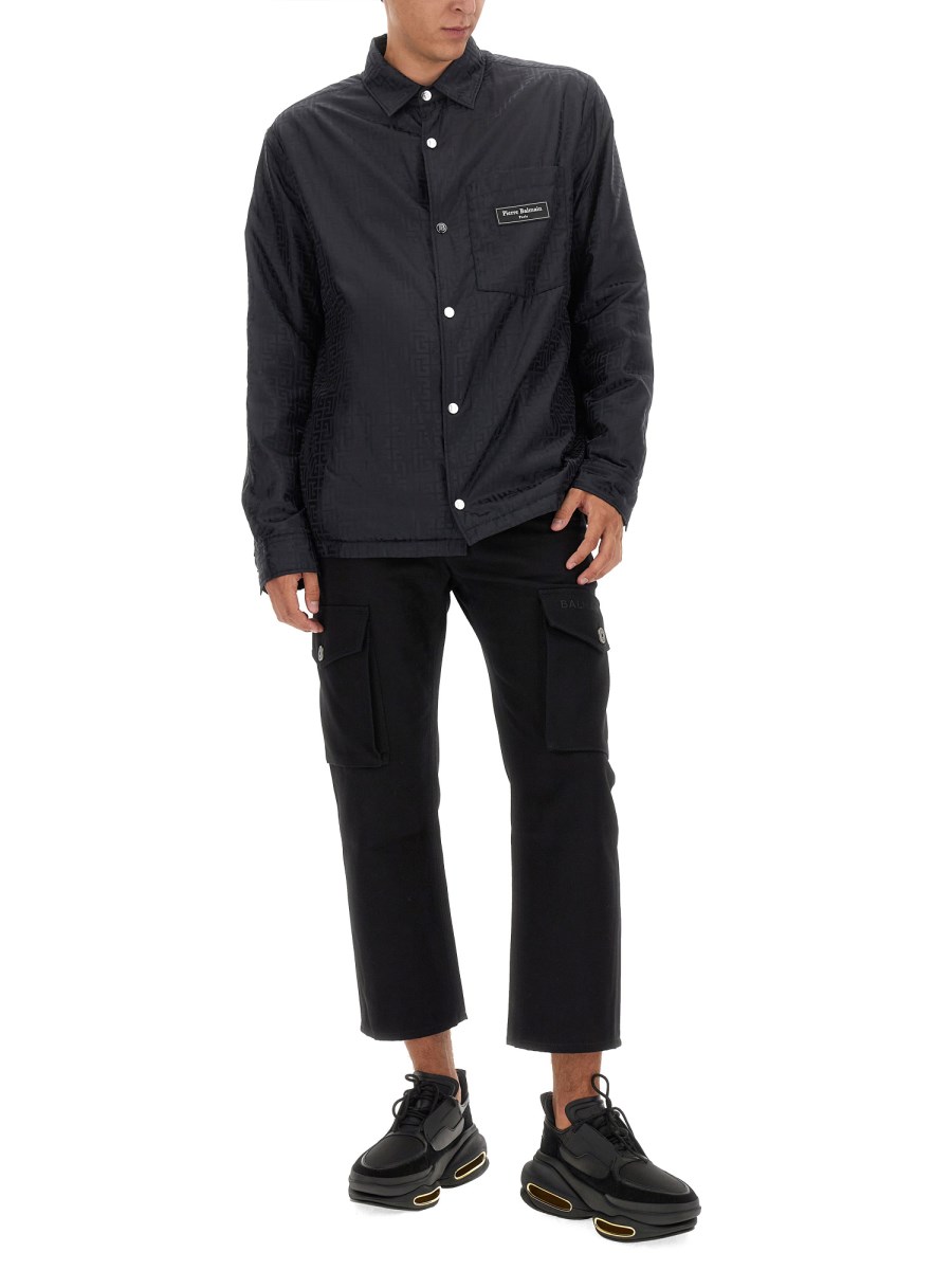 BALMAIN GIACCA IN NYLON CON LOGO