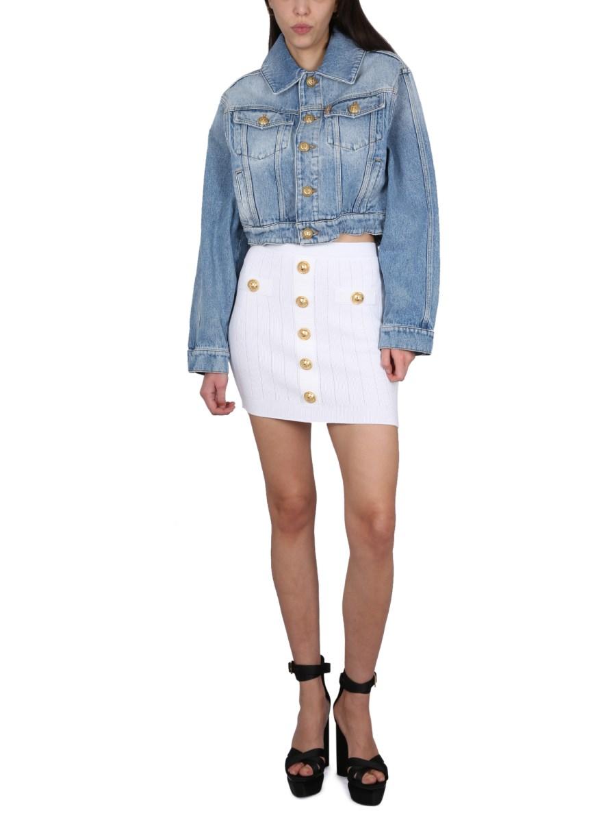 BALMAIN GONNA MINI IN MAGLIA DI VISCOSA