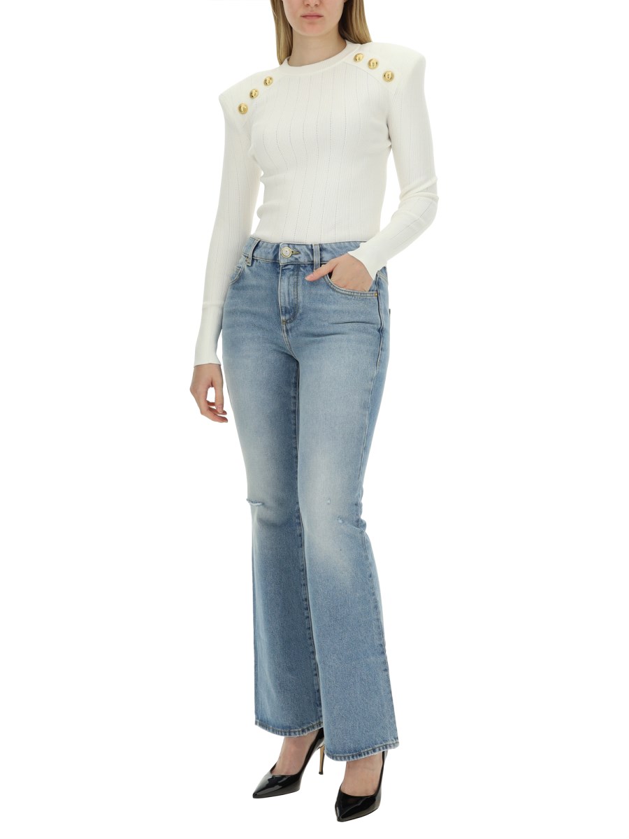 BALMAIN JEANS FLARE FIT IN DENIM DI COTONE