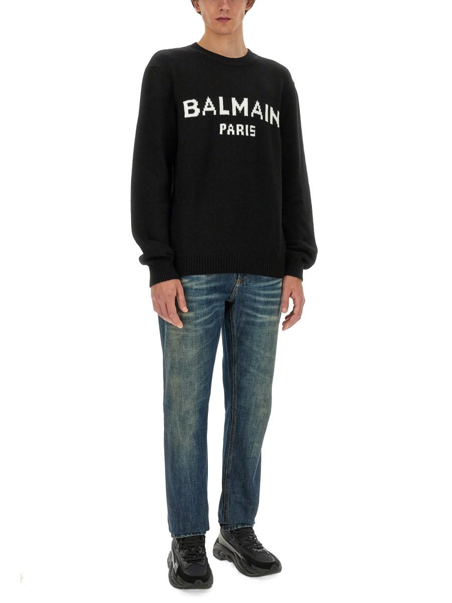 BALMAIN MAGLIA IN LANA CON LOGO