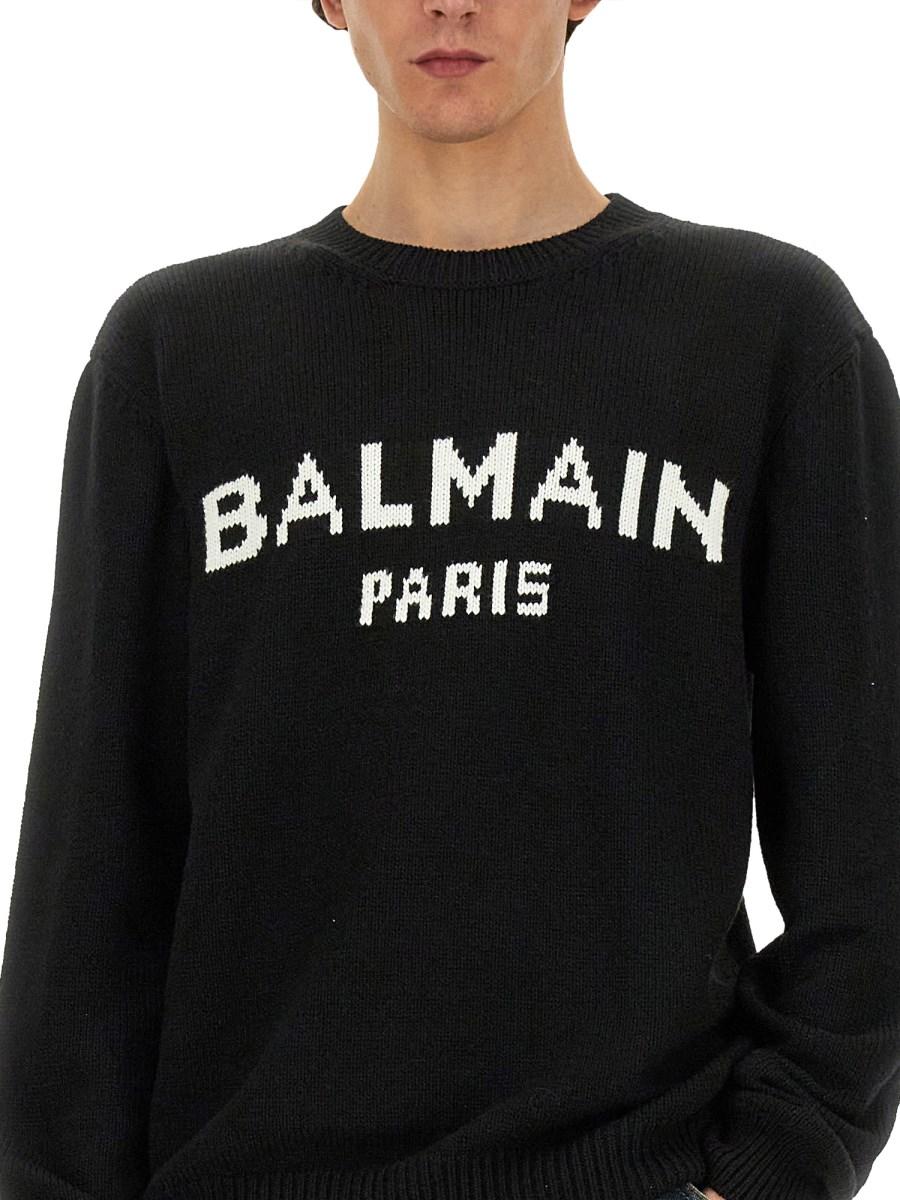 BALMAIN MAGLIA IN LANA CON LOGO