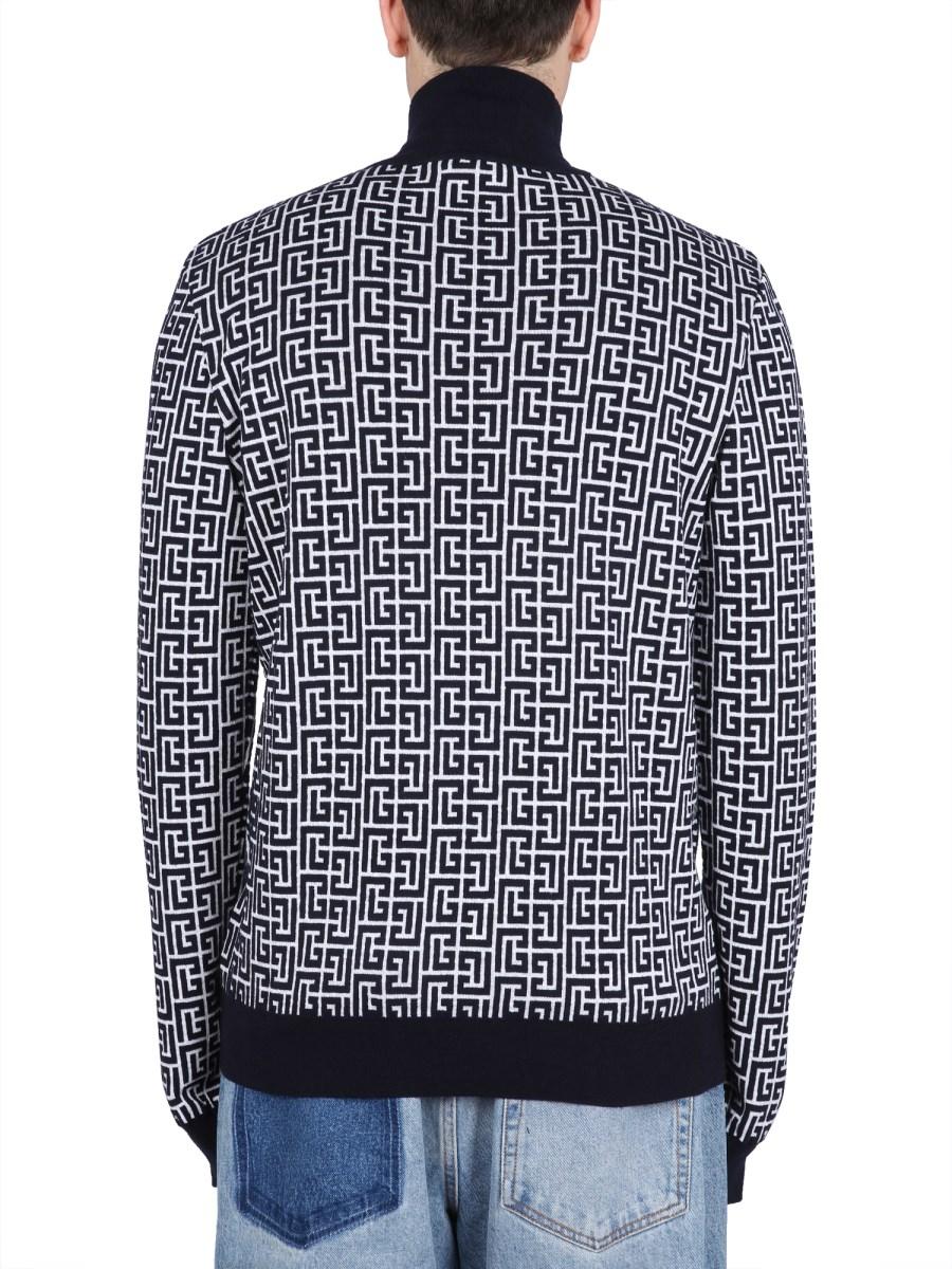 BALMAIN MAGLIA IN LANA CON LOGO MONOGRAM