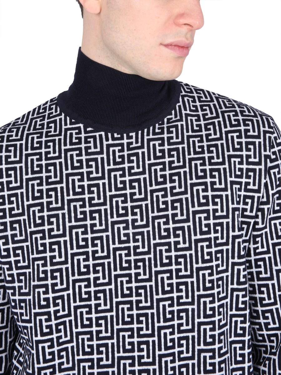 BALMAIN MAGLIA IN LANA CON LOGO MONOGRAM