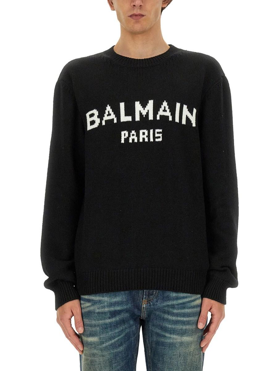 BALMAIN MAGLIA IN LANA CON LOGO