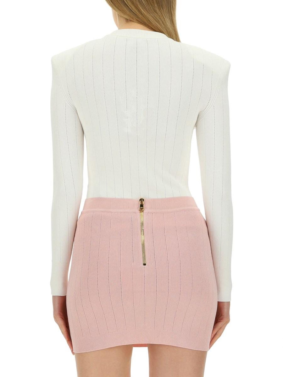 BALMAIN MAGLIA IN VISCOSA CON BOTTONI ICONICI