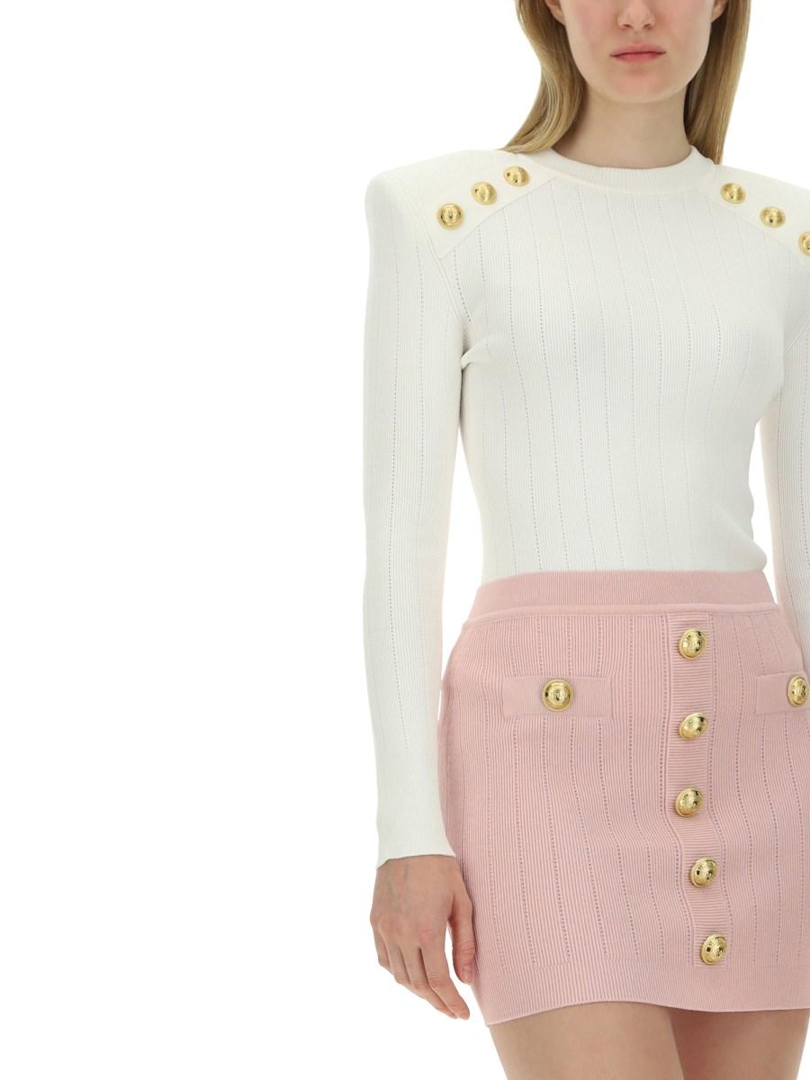 BALMAIN MAGLIA IN VISCOSA CON BOTTONI ICONICI