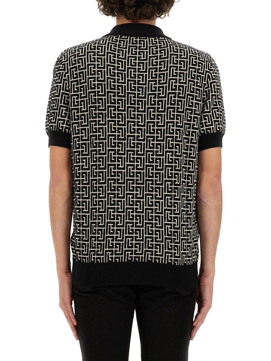 BALMAIN POLO MONOGRAM IN LANA MERINO
